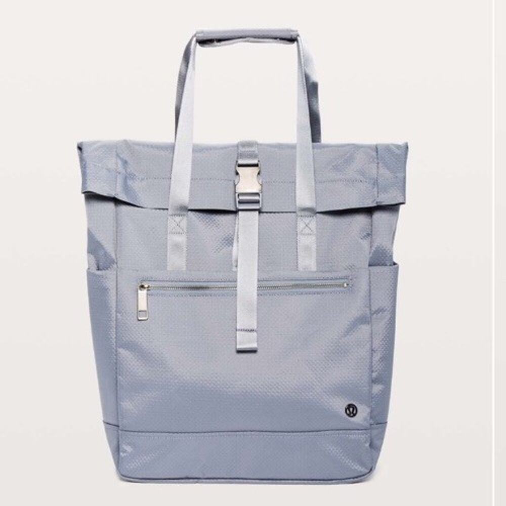 Lululemon One Trek Mind Tote Backpack Unisex OS Sterling Grey Roll Top Bag CC